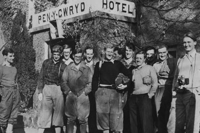 An Everest reunion at Pen-y-cwm in Snowdonia: my father stands to the left of the group.